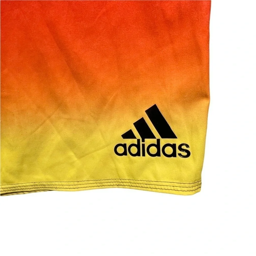 🌅 Adidas Men’s Swim Trunks M 🔥 Ombre Board Shorts | Red-Orange-Yellow‎ Fade